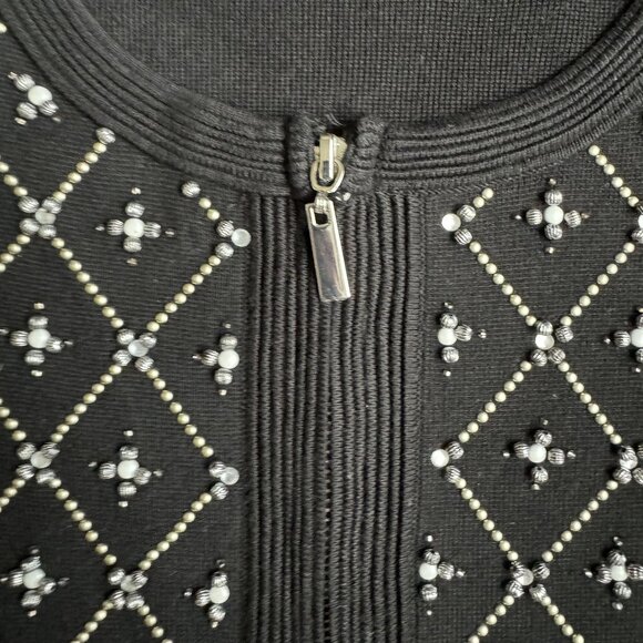 White House Black Market Embellished Knit Cardigan Zip M Beaded Whimsigoth - Picture 4 of 8